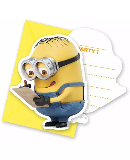6 Inbjudningskort med kuvert lovely Minions™