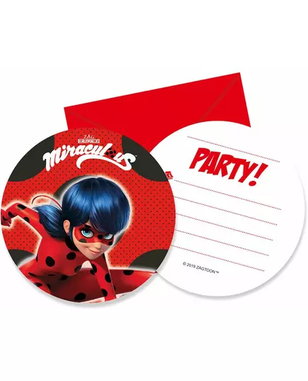 6 inbjudningskort med kuvert Miraculous Ladybug™