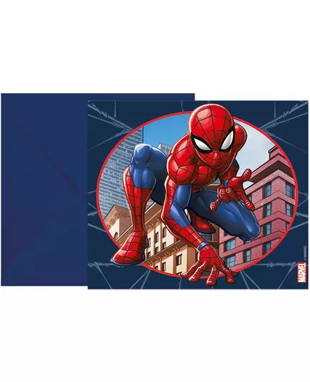 6 Spiderman™-inbjudningskort med kuvert