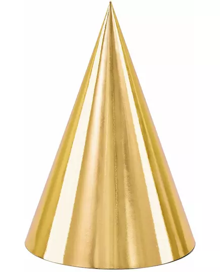 6 Gyllene pappfesthattar 16 cm