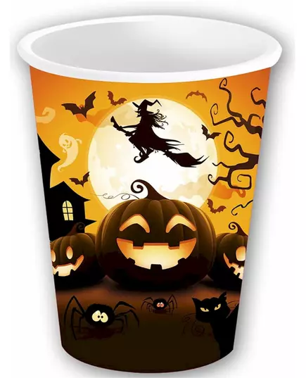 6 pappmuggar med Halloweenpumpor 240 ml
