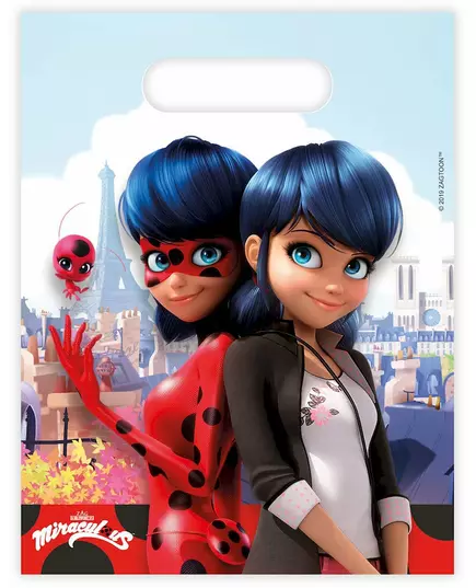 6 presentpåsar Miraculous Ladybug™ 23 x 16,5 cm