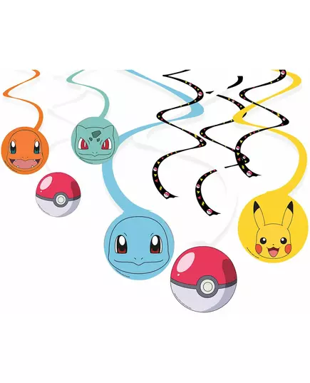 6 Pokémon Pikachu™ spiralhängdekorationer