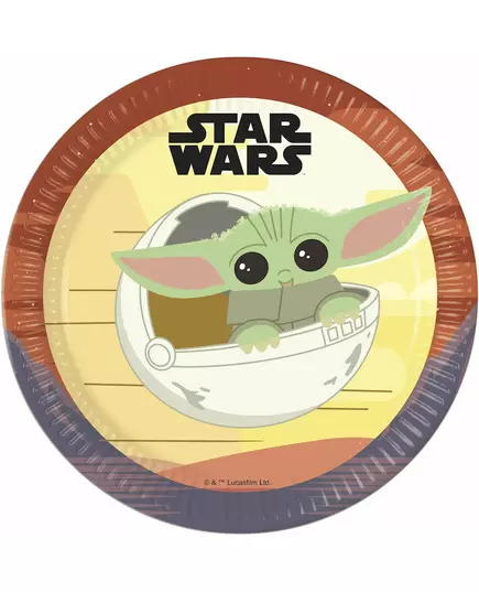 8 papperstallrikar med baby Yoda, The Mandalorian™, 23 cm