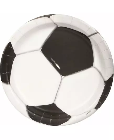 8 fotbollsformade papperstallrikar 23 cm