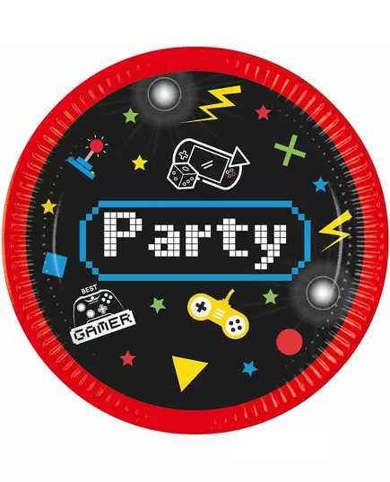 8 Gaming Party-papptallrikar 23 cm