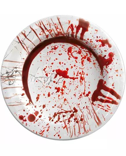 6 Halloweenpappersassietter blodiga 23 cm