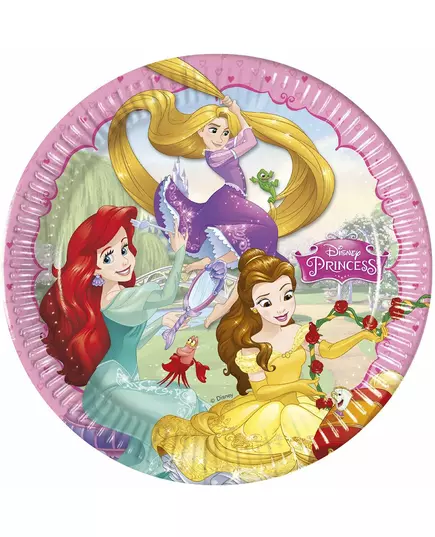 8 Disney™ Princesses-papperstallrikar med hjärtan 23 cm