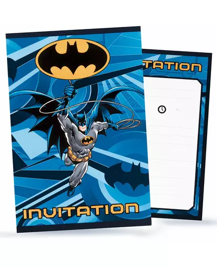 8 Batman™-inbjudningskort med kuvert 10x16cm