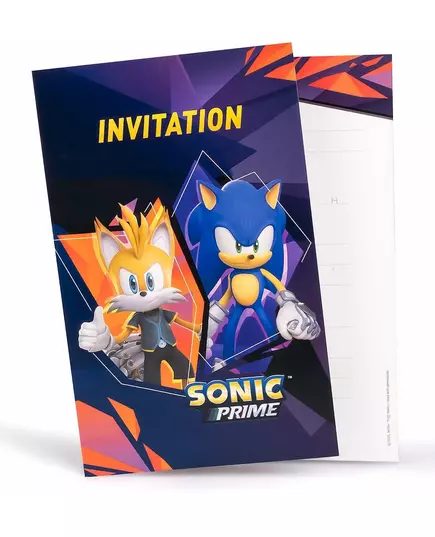 8 Sonic Prime-inbjudningskort 10 x 15 cm
