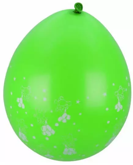 8 gröna ballonger med små nallemotiv