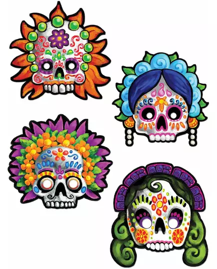 4 Dekorativa Dia de los muertos-masker 30 cm