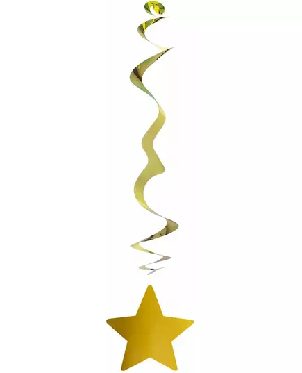 6 brandsäkra metalliska hängdekorationer stjärna guld 80 cm