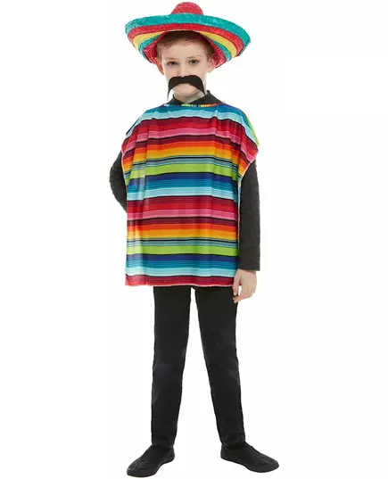 Mexikansk poncho och sombrero barn