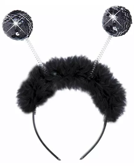 Svart diadem med bollar och päls vuxen