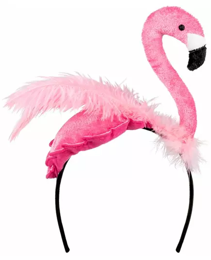 Diadem med rosa flamingofjäder vuxen