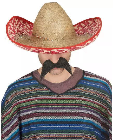 Röd och halmfärgad mexikansk sombrero vuxen