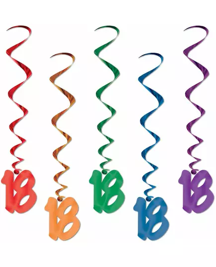 5 flerfärgade spiralhängdekorationer 18 år
