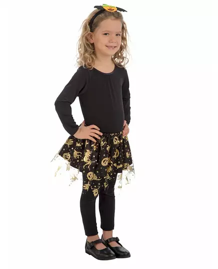 Svart och guldig halloween-tutu flicka