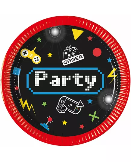 8 små papperstallrikar Gaming Party 20 cm