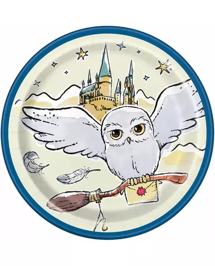 8 små papperstallrikar med Harry Potter-motiv, 18 cm