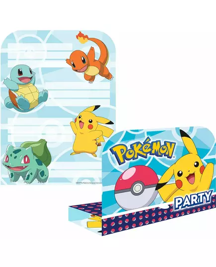 8 Pokémon™-inbjudningar och kuvert