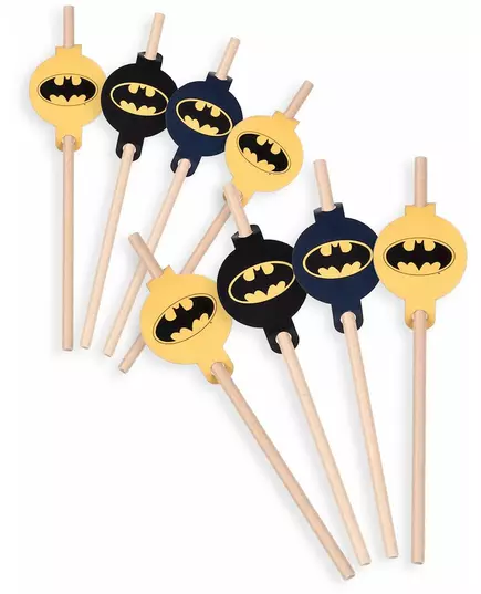 8 papperssugrör med medaljong Batman™ 20 cm