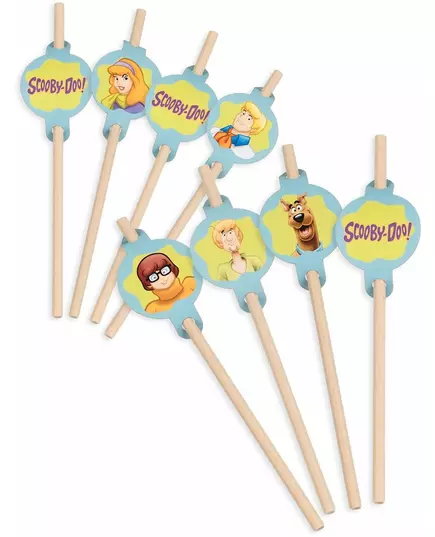 8 kartongsugrör med medaljong Scooby-Doo™ 20 cm