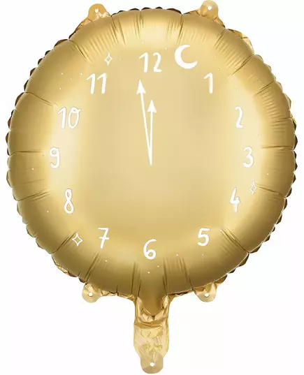 Gyllene aluminiumfolieballong midnattsklocka 45 cm