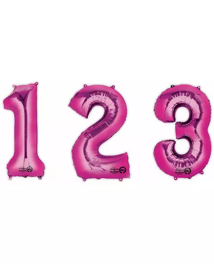 Aluminiumfolieballong siffra fuchsia 86 cm, Storlek: 3