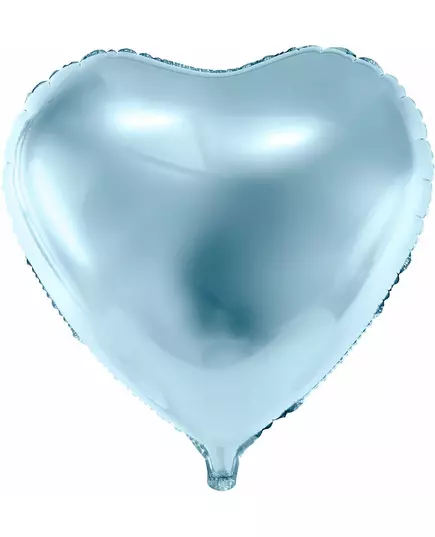 Ljusblå aluminiumballong hjärta 46 cm
