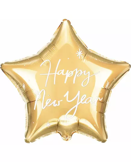 Gyllene stjärnformad aluminiumballong Happy New Year 50 cm