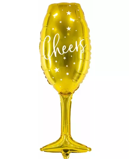 Guldfärgad aluminiumballong flöjt cheers 28 x 80 cm