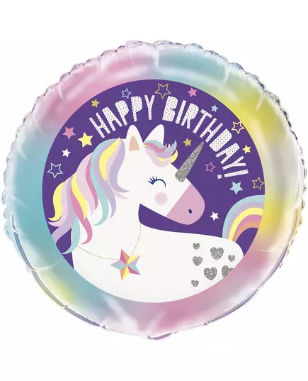 Aluminiumfolieballong happy birthday enhörning 45 cm