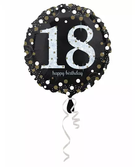 Holografisk aluminium­ballong Happy Birthday 18 år