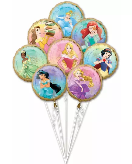 Bukett med 8 aluminiumfolieballonger Disney™-prinsessor