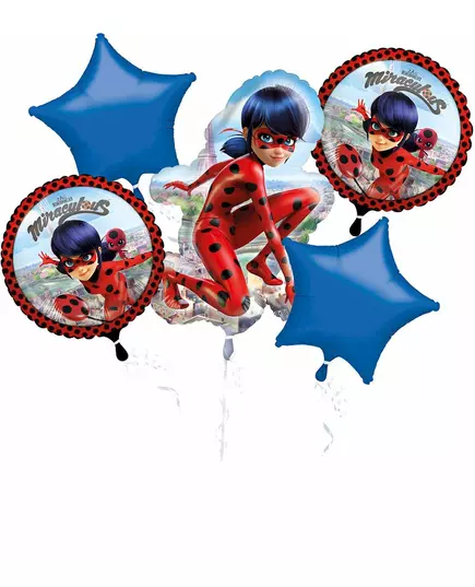 Bukett med 5 Ladybug™-aluminiumballonger