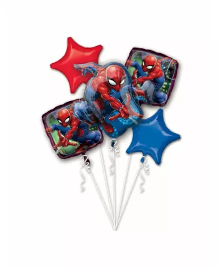 Bukett med 5 aluminiumballonger Spiderman™