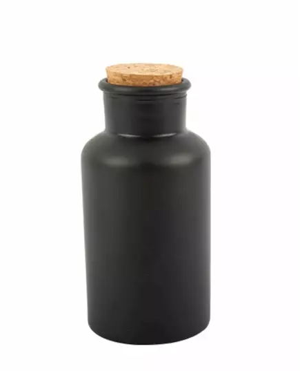 Matt svart apotekarflaska med kork 17 cm 500 ml