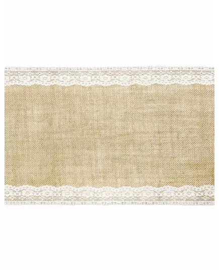Jutebordslöpare med spetskanter 28 cm x 2,75 m