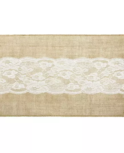 Jutebordslöpare med spets i mitten 28 cm x 2,75 m