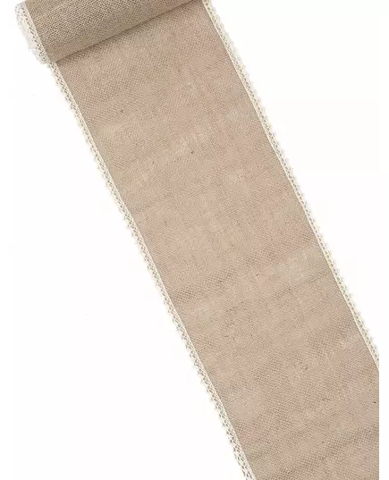 Bordslöpare i jute och spets 20 cm x 5 m