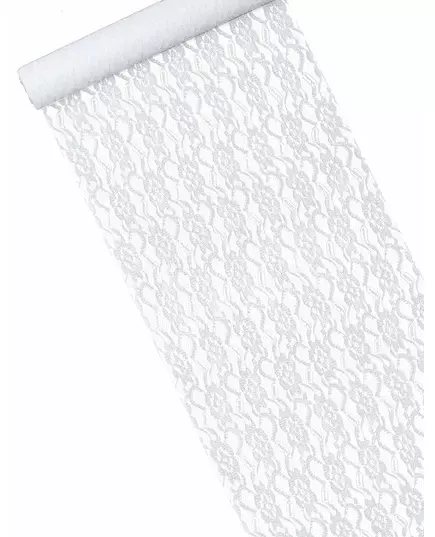Vit spetslöpare 30 cm x 5 m