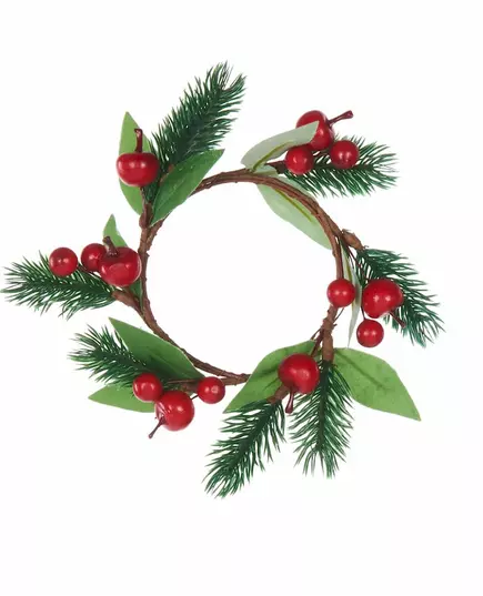 Julkrans med gran och röda bär 18 cm