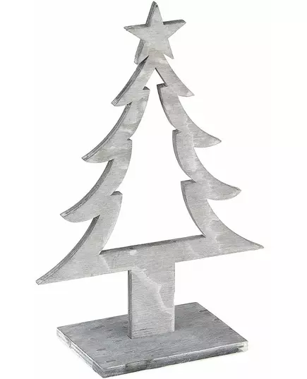 Julgransdekoration i grått trä 25 x 11 x 8 cm