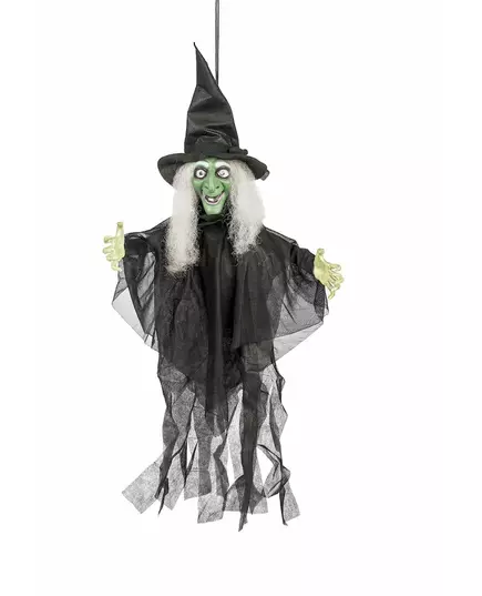 Animerad, lysande och talande häxdekoration Halloween