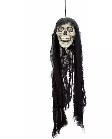 Lysande och ljudande animerad dödskalled dekoration 70 cm