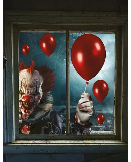 Fönsterdekorationer skräckinjagande clown 30 x 40 cm