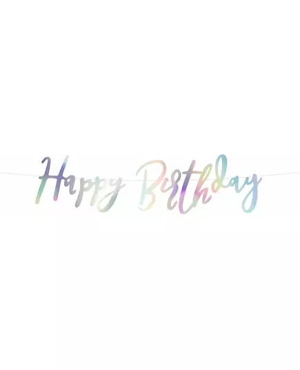 Iridescent pappgirlang Happy Birthday 16,5 x 62 cm