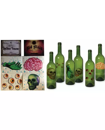 Set med 6 Halloween-flaskdekorationer